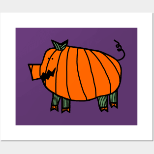 Halloween Horror Pumpkin Pig Posters and Art